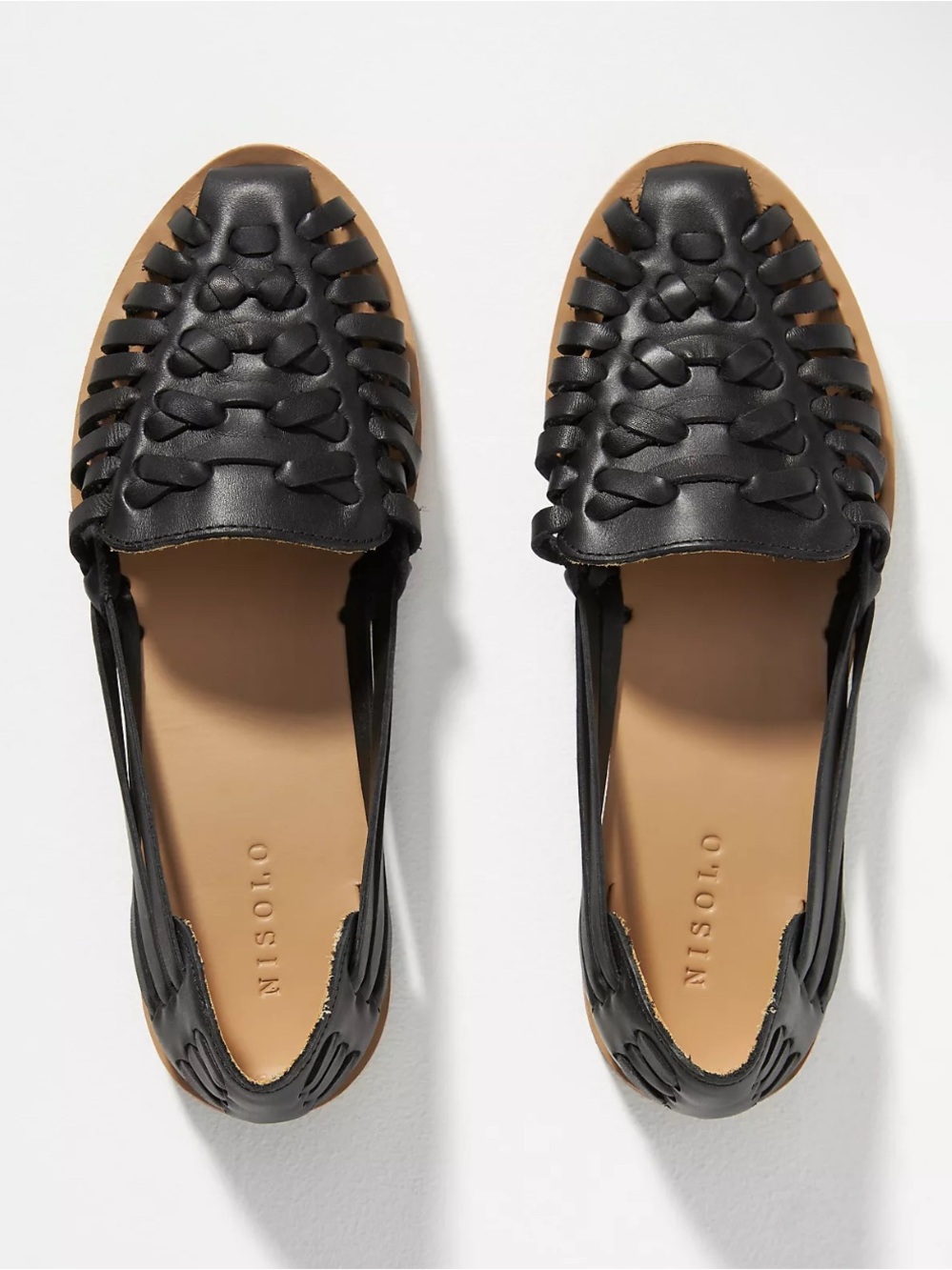 Nisolo Huarache Leather Sandal In Black Woven Flat Women’s Size 7M New $138